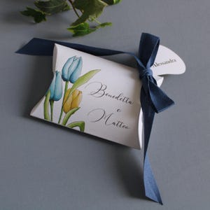 Bomboniera matrimonio a cuscino personalizzabile, in cartoncino | set da 10 pezzi