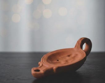 大型セラミック製テーブルオイルランプ | 8炎古代ギリシャオイルランプ