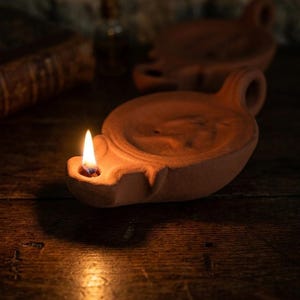 Ceramic Oil Lamp: Ancient Roman Style Pottery