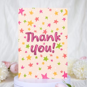Carte de remerciement avec étoiles, jolie carte de remerciement colorée, carte de remerciement, pour ami enseignant, carte de parenté, motif étoile, carte avec enveloppe