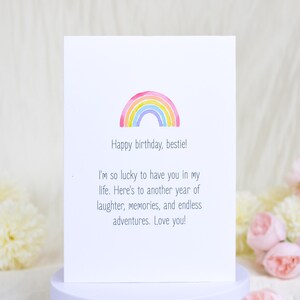 Biglietto di auguri per la migliore amica, biglietto di auguri arcobaleno per la migliore amica, biglietto di auguri per la migliore amica, regalo di compleanno per l'amicizia, biglietto per la migliore amica