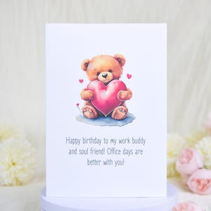 Süße Coworker Geburtstagskarte, Arbeit Bestie Geburtstagskarte, Teddybär mit Herz Geburtstagskarte, Arbeit Friend Card, Geschenk für Mitarbeiter