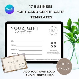Geschenkgutscheinvorlage, SOFORTIGER DOWNLOAD, Geschenkkartenzertifikat, Canva-Vorlage, bearbeitbare Geschenkvorlage, druckbares Geschenkkartenzertifikat