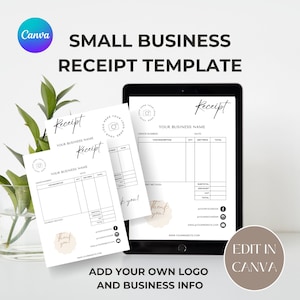 Small Business Receipt Template, INSTANT DOWNLOAD, Business Invoice, Canva Template, Editable Receipt Form, Printable Receipt, Minimalist