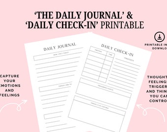 Printable Daily Journal, Daily Planner, Wellbeing planner, Wellbeing Journal, Mental Health Planner, Self-Care Planner, Instant Download