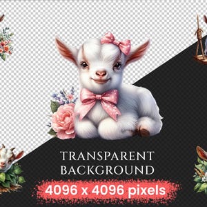 Baby Goats PNG Clipart Collection - 38 PNG, Charming goat illustrations, Farmyard art printables, Commercial use, Digital download
