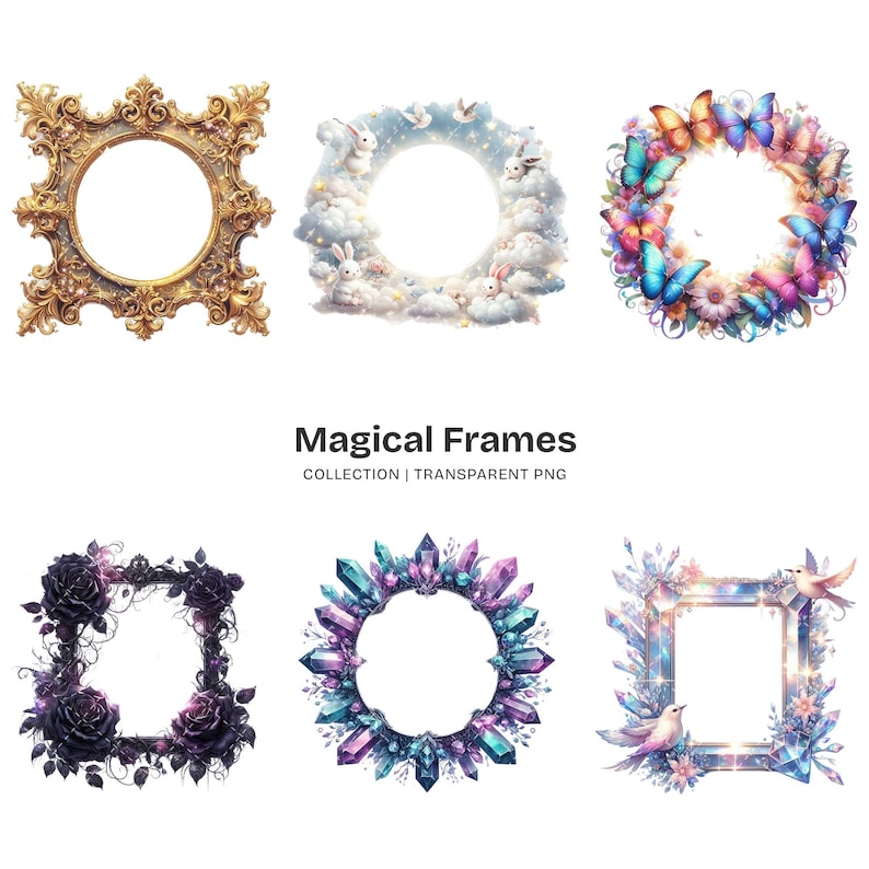 Magical Frames PNG Clipart Collection – Fantasy Borders, Crystals, Moon ...