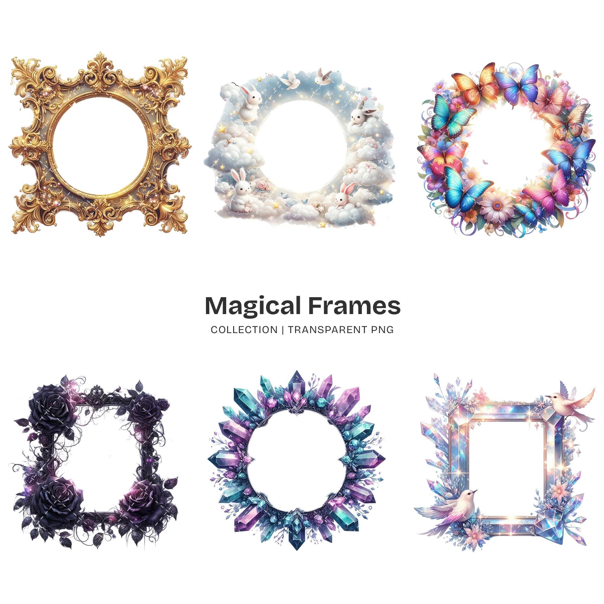 Magical Frames PNG Clipart Collection – Fantasy Borders, Crystals, Moon ...