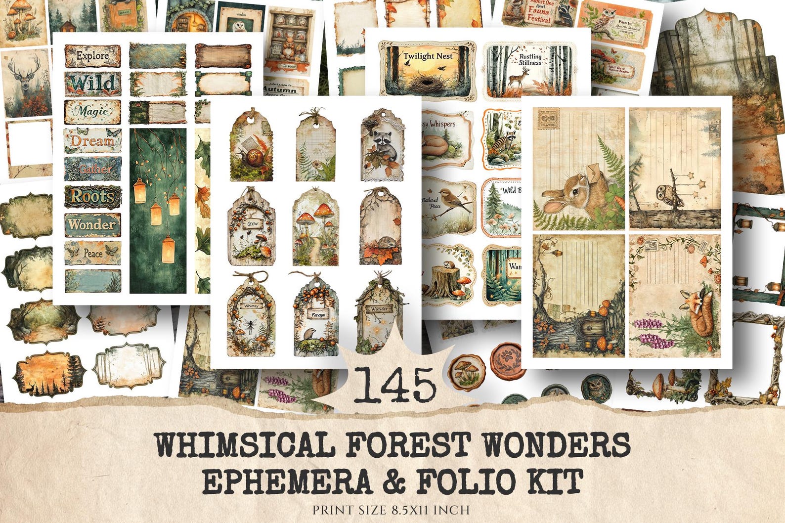 Forest Junk Journal Ephemera Kit – Woodland Digital Download - Etsy
