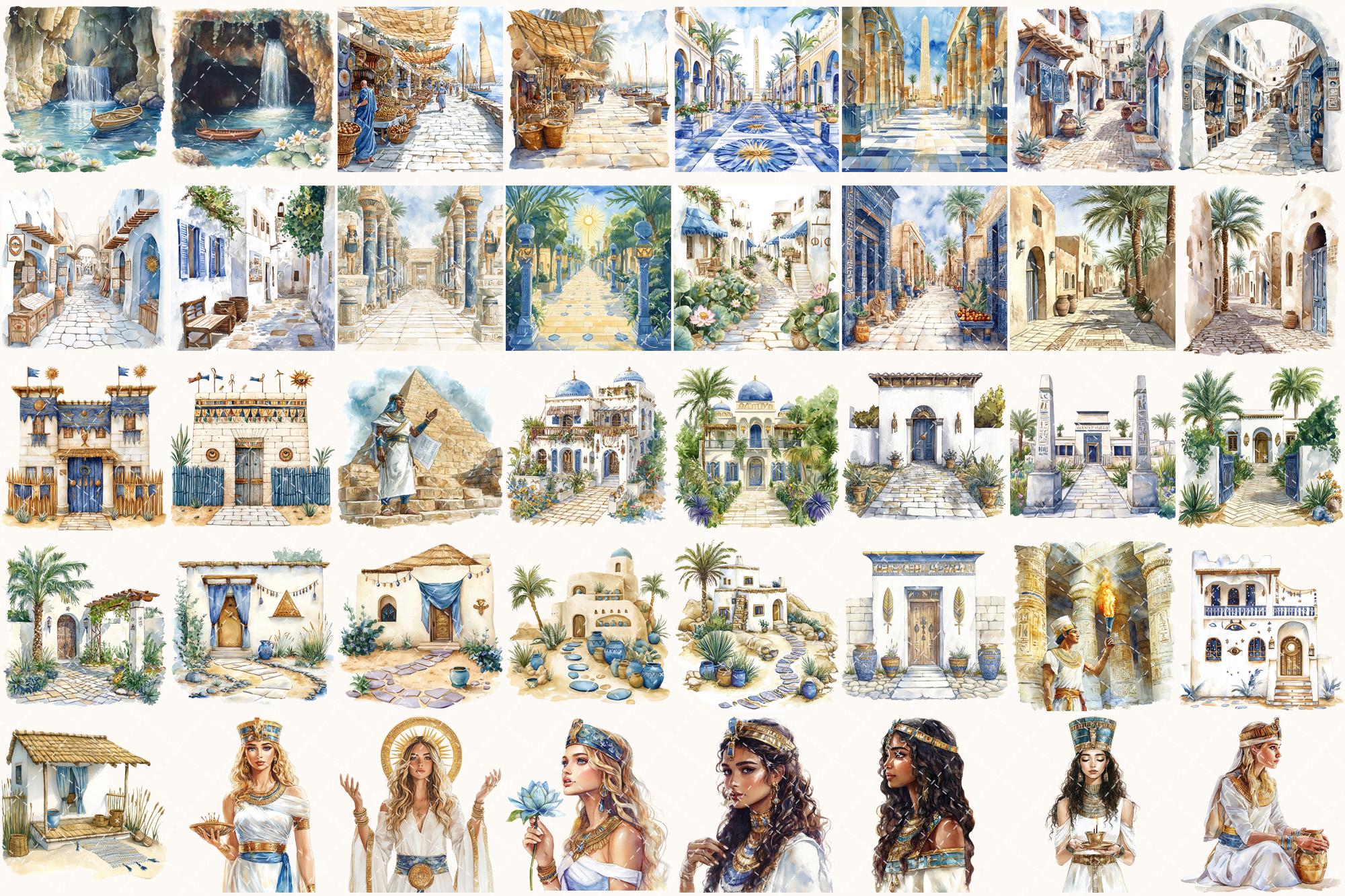 Watercolor Ancient Egypt Clipart Set – Pharaohs Art (digital Download ...