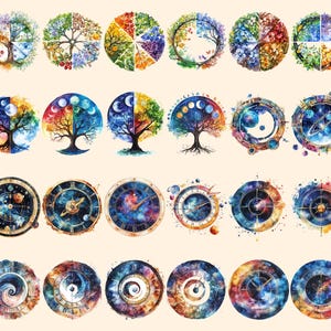 Time Wheels Watercolor Clipart Bundle - 213+ transparent PNG, Vintage clock graphics, Timeless timepiece png,Commercial use,Digital download
