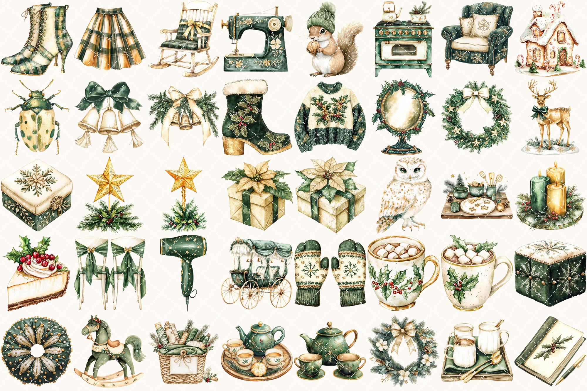 Cozy Yuletide Watercolor Clipart Set – 275+ PNG Graphics (digital ...
