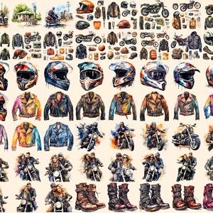 Bikers Watercolor Clipart Bundle - 480+ transparent PNG, Road warrior enthusiast illustrations, Motorbike, Commercial use, Digital download