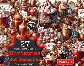 Christmas Hot Cocoa Bar Clipart – 27 Festive PNGs (Digital Download)