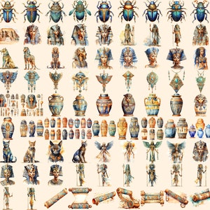 Ancient Egypt Watercolor Clipart Bundle – Pharaohs, Pyramids (digital ...