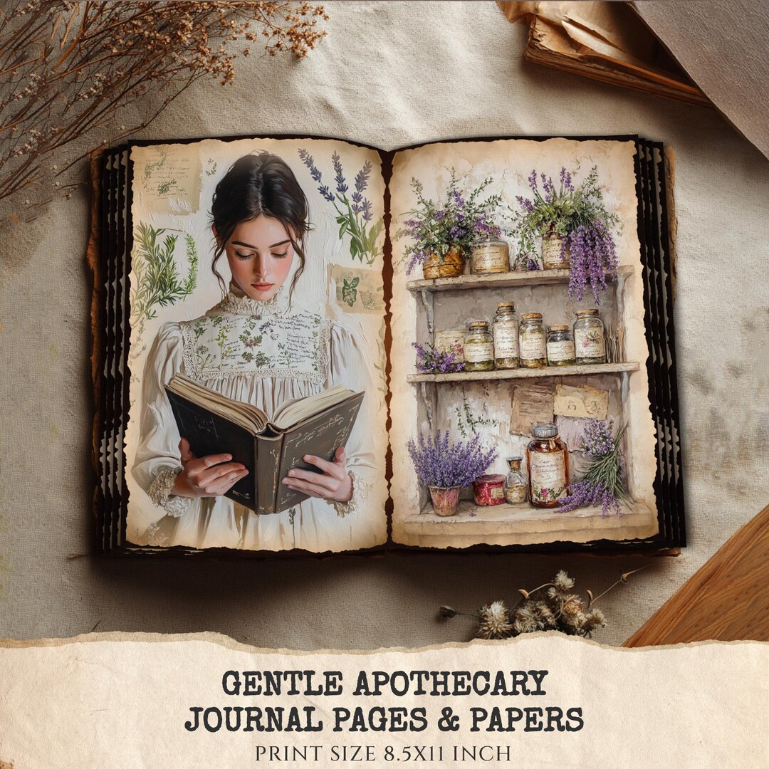 Vintage Apothecary Junk Journal Pages – Botanical Herb Jars, Lavender ...