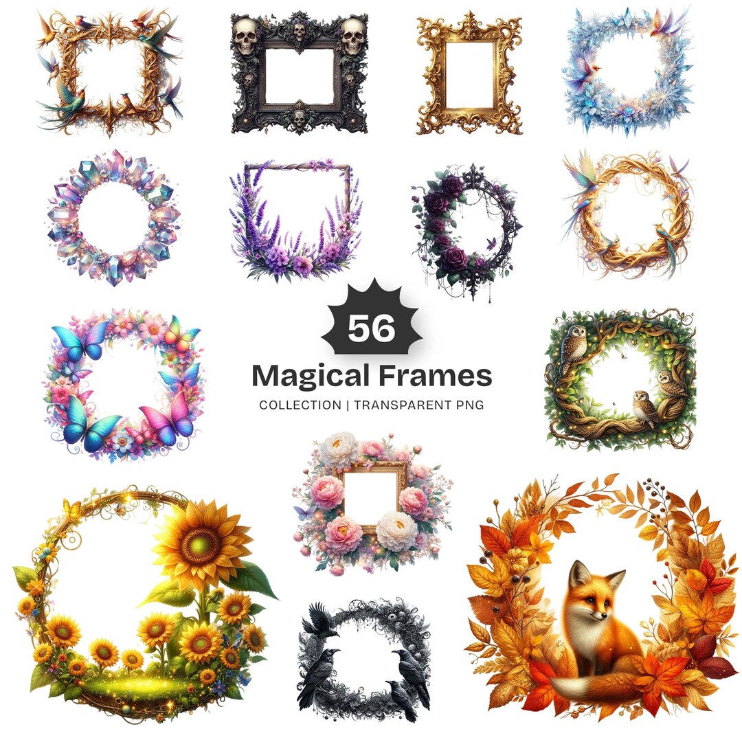 Magical Frames PNG Clipart Collection – Fantasy Borders, Crystals, Moon ...