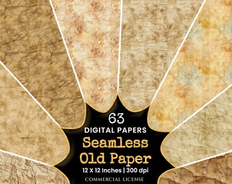 Old Paper Textures – 63 Seamless Grunge Digital Papers (Digital Download)