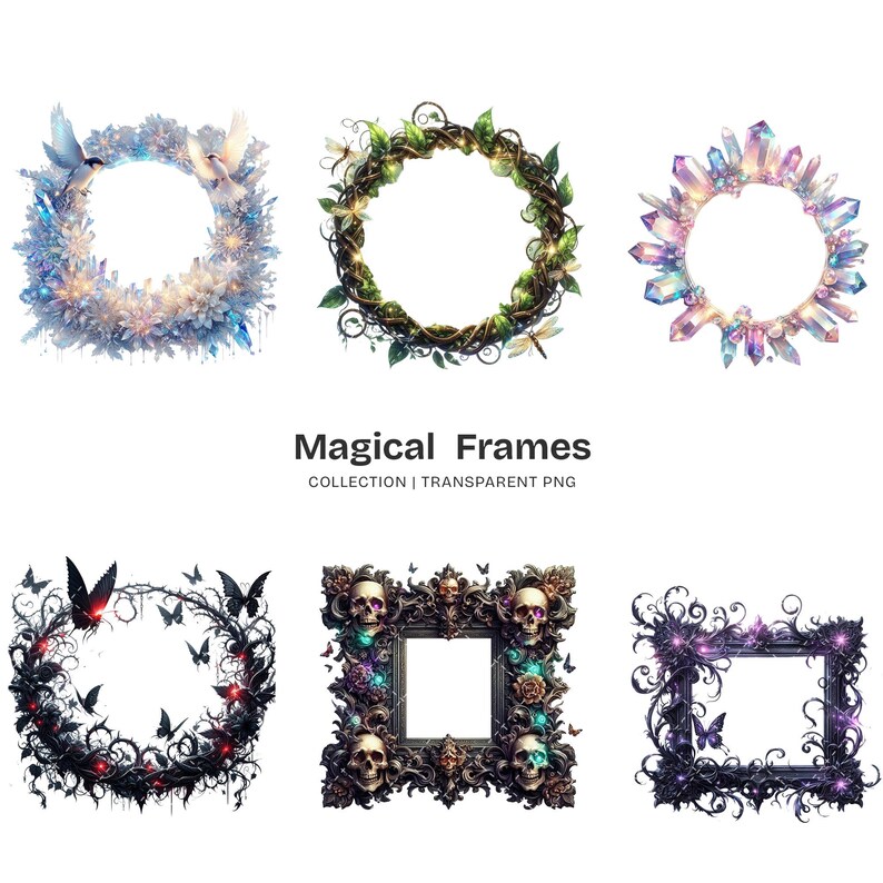 Magical Frames PNG Clipart Collection – Fantasy Borders, Crystals, Moon ...
