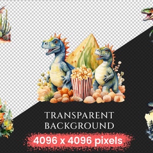 Dinosaurs Watercolor Clipart Bundle - 690+ transparent PNG, Dino graphics, Ancient dinosaur creature png, Commercial use, Digital download