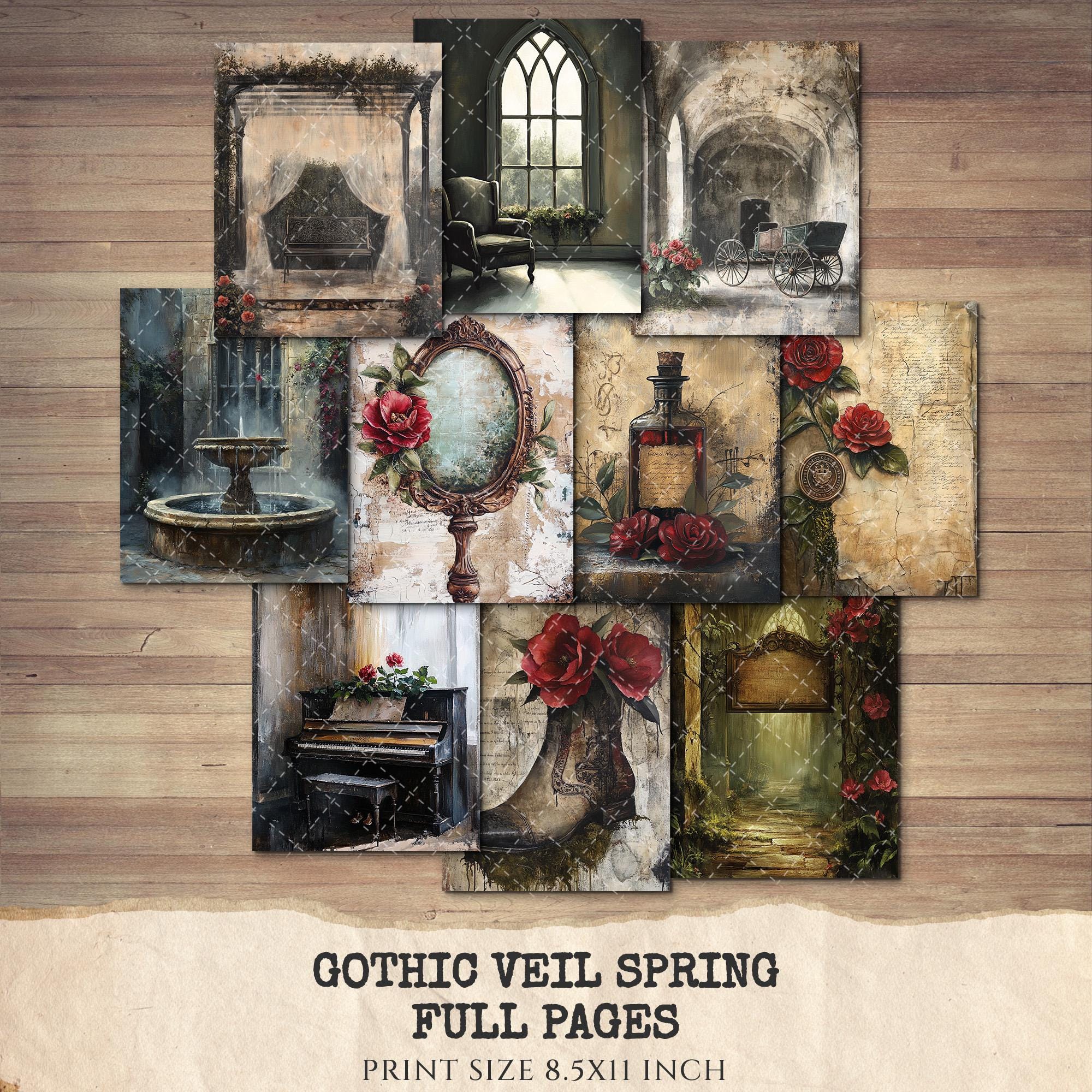 Gothic Veil Spring Junk Journal Pages – Romantic Haunted Floral ...