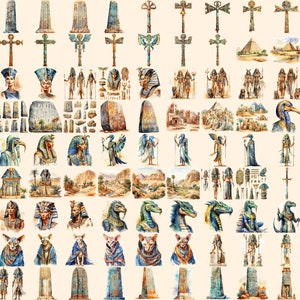 Ancient Egypt Watercolor Clipart Bundle – Pharaohs, Pyramids (digital ...