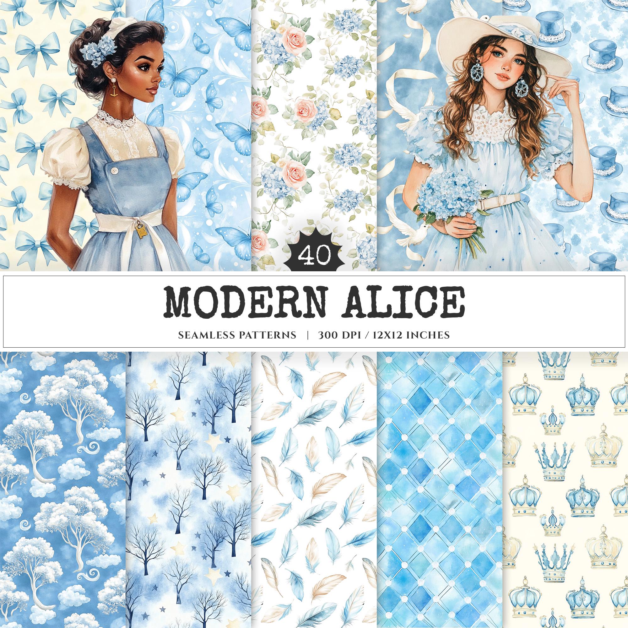 Modern Alice Seamless Patterns, Cottagecore Digital Paper (JPG) - Etsy