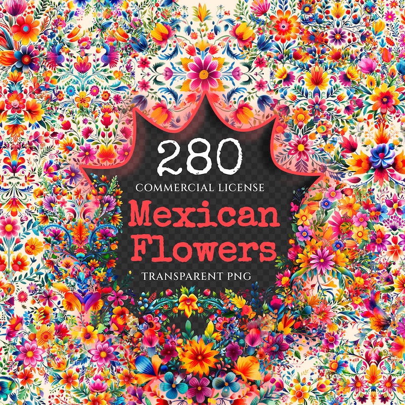 Mexican Flowers Clipart - Etsy