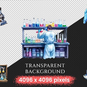 Watercolor Science Lab Clipart – 455+ PNG Graphics (digital Download ...