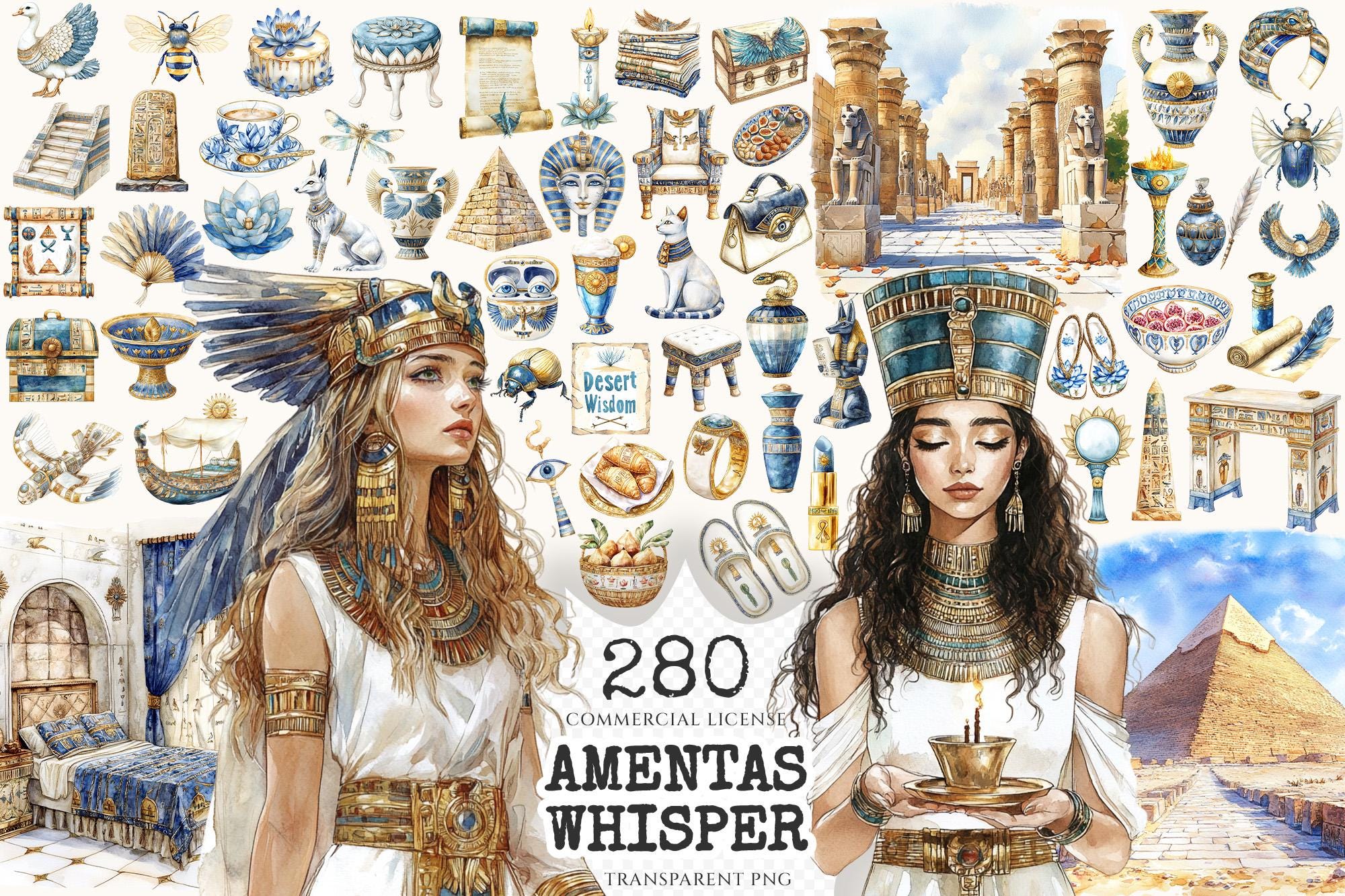 Watercolor Ancient Egypt Clipart Set – Pharaohs Art (digital Download ...