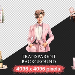 Bonjour Paris Watercolor Clipart Bundle - 575+ transparent PNG, Pink paris graphics, French illustrations, Commercial use, Digital download