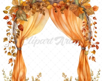 20 High-Quality Autumn Arches Clipart - Autumn arches digital watercolor JPG instant download for commercial use - Digital download