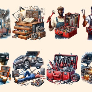 Mechanics PNG Clipart Collection - 36 PNG, Automotive design graphics, Garage tools printables, , Commercial use, Digital download