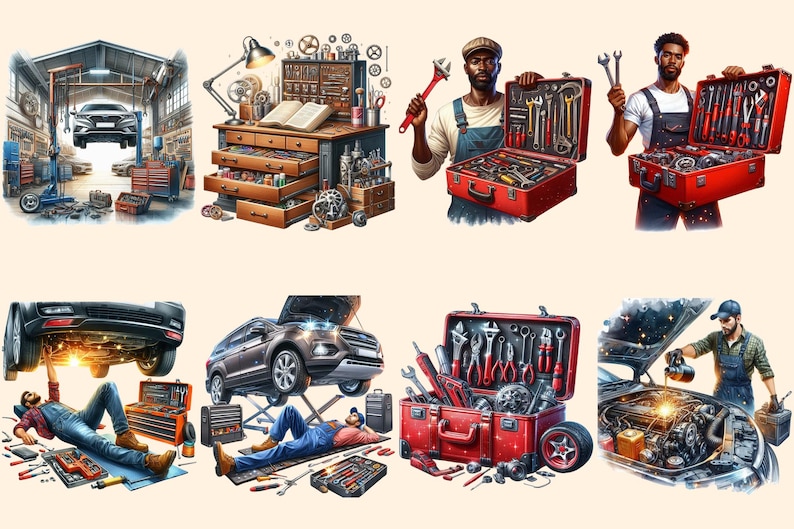 Mechanics PNG Clipart Collection - 36 PNG, Automotive design graphics, Garage tools printables, , Commercial use, Digital download