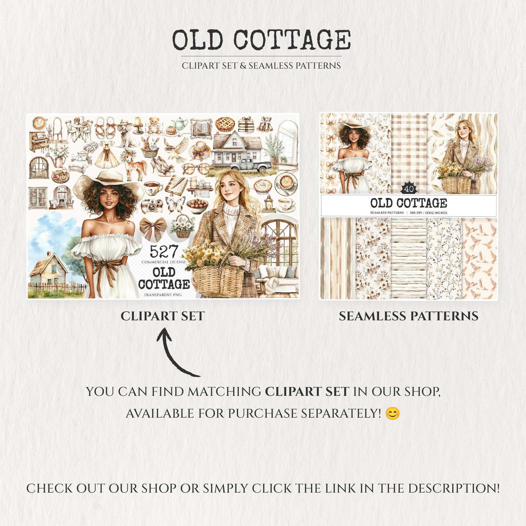 Cottagecore Floral Seamless Patterns, Rustic Scrapbook Paper (digital ...