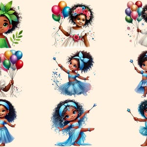 Little Girls (P-3) PNG Clipart Collection - 43 PNG, Adorable dark-skinned girl graphics, African girl png, Commercial use, Digital download