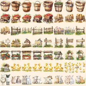 Watercolor Farm Clipart Bundle – Rustic Farmhouse PNG (digital Download ...