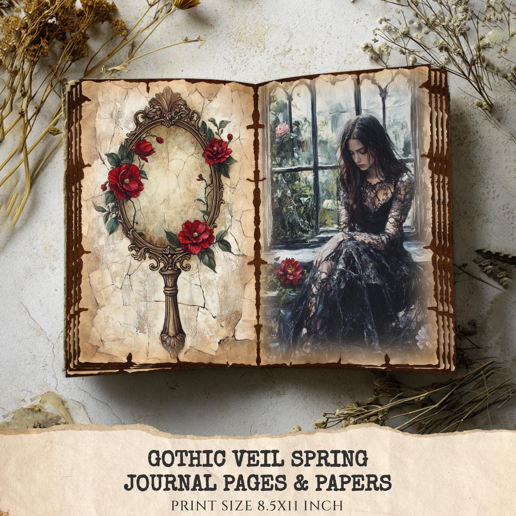 Gothic Veil Spring Junk Journal Pages – Romantic Haunted Floral ...