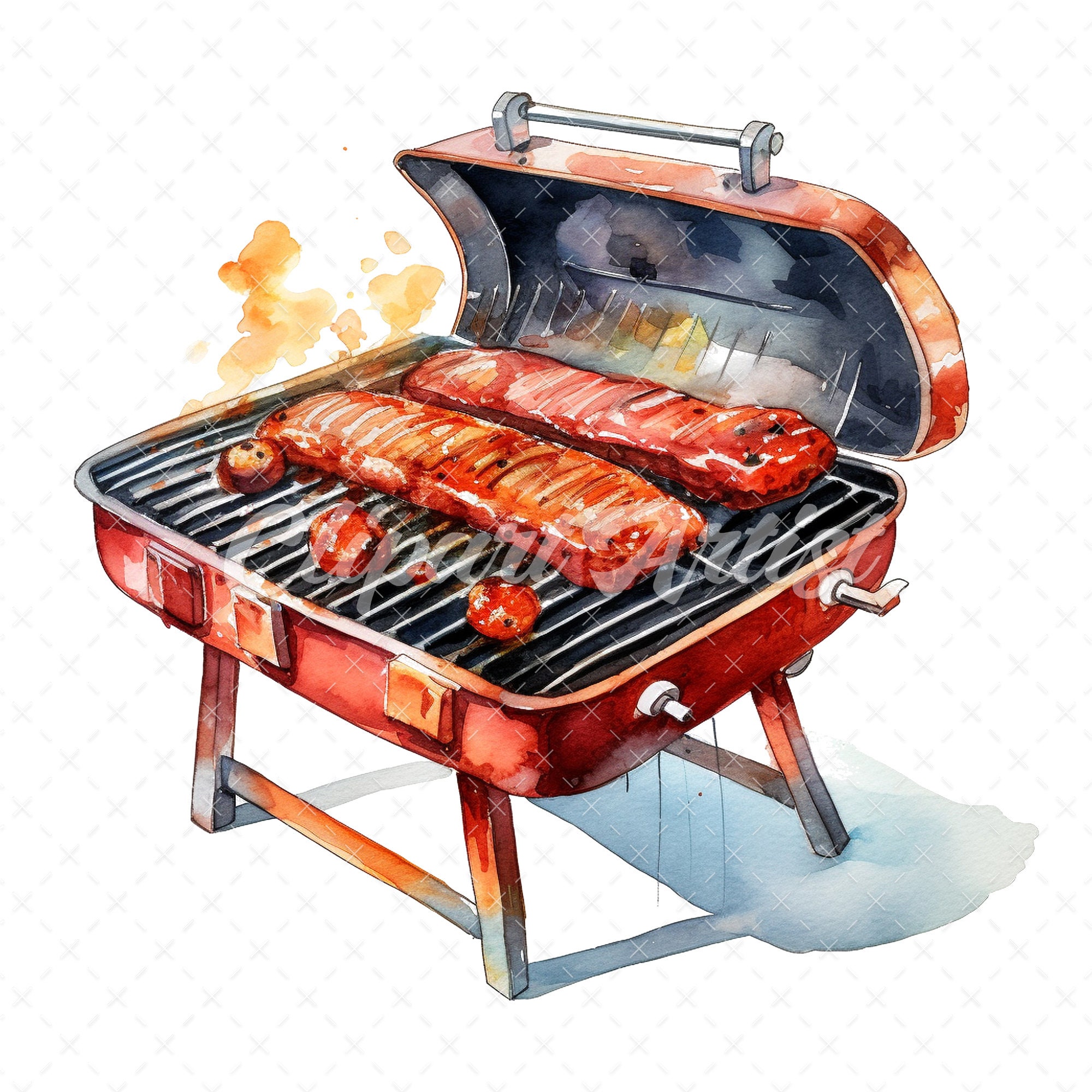 BBQ Grill Watercolor Clipart – Summer Grill, JPG (digital Download) - Etsy