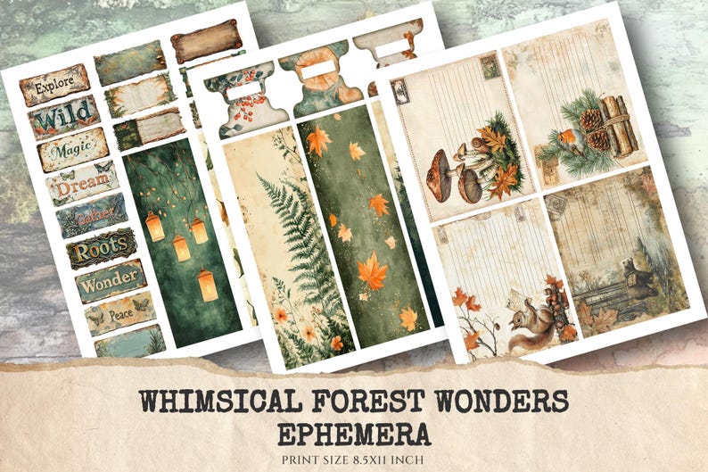 Forest Junk Journal Ephemera Kit – Woodland Digital Download - Etsy