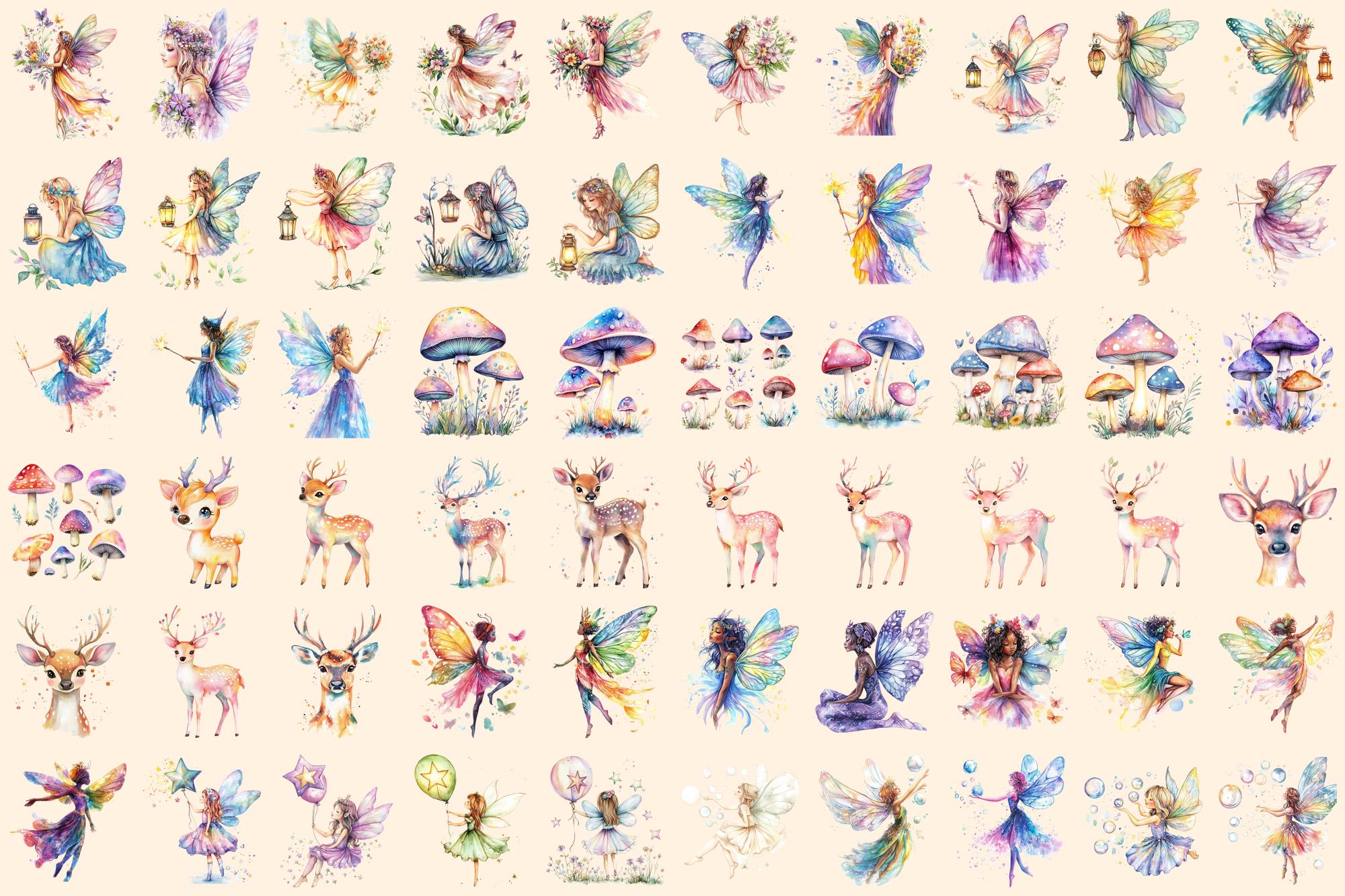 Watercolor Fairy Clipart Bundle – 403+ Magic PNG Graphics (digital ...