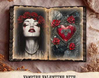 Vampire Valentine Junk Journal Pages – Dark Gothic Printable (Digital Download)