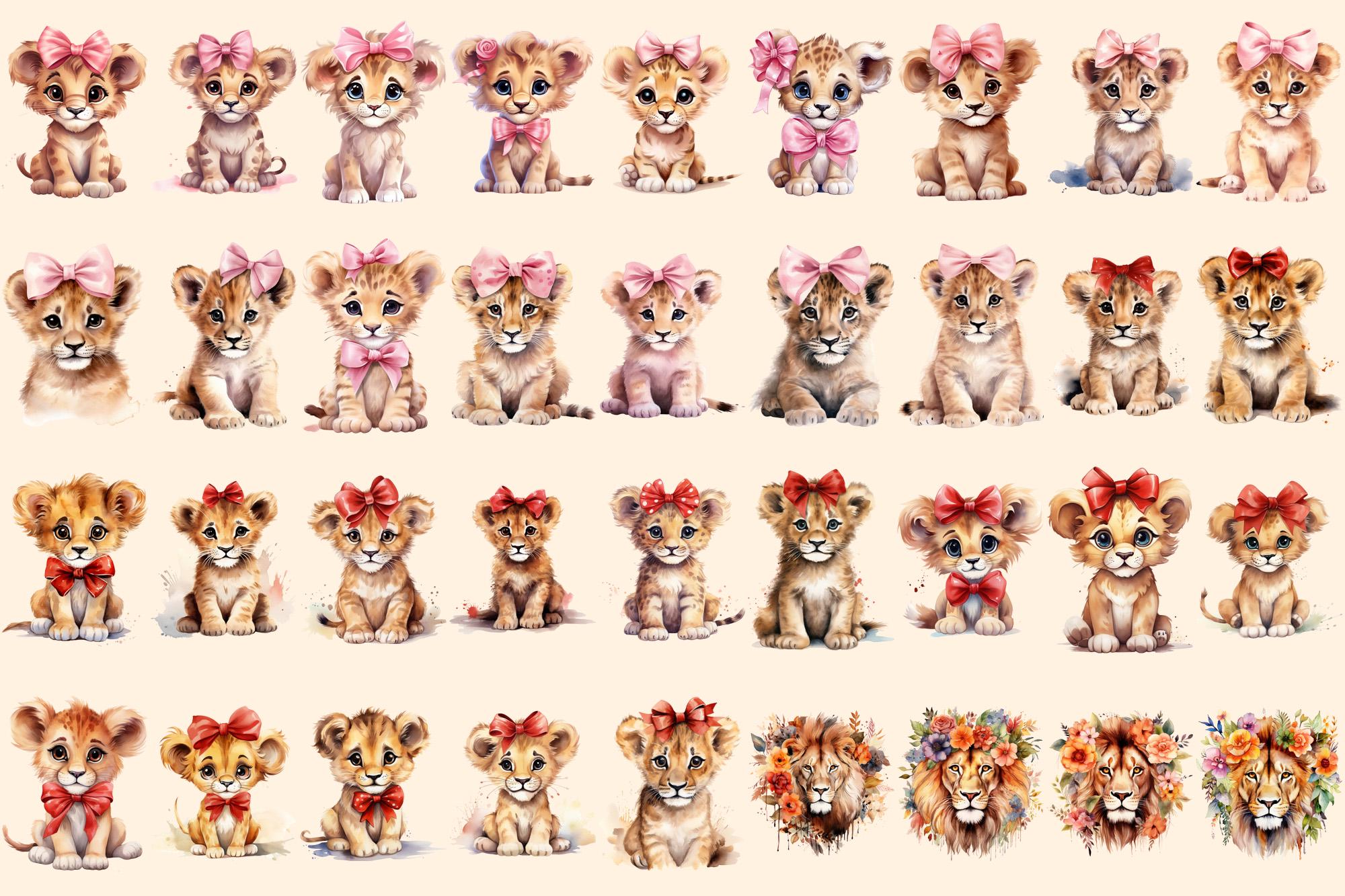 Watercolor Lion Clipart Bundle – 248+ PNG Graphics, Commercial Use ...