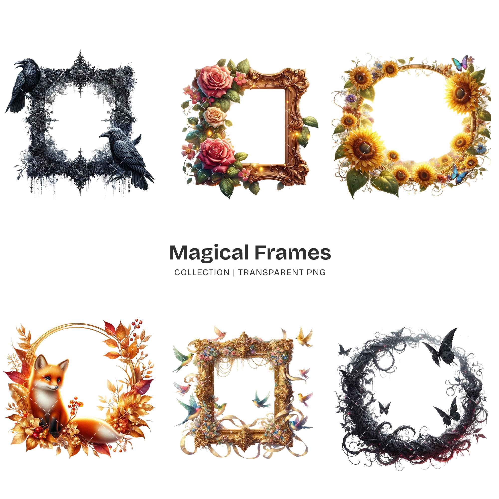 Magical Frames PNG Clipart Collection – Fantasy Borders, Crystals, Moon ...