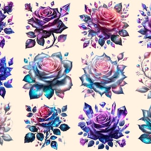 Fantasy Roses PNG Clipart Collection - 54 PNG, Magical rose illustration, Enchanted floral art, Commercial use, Digital download