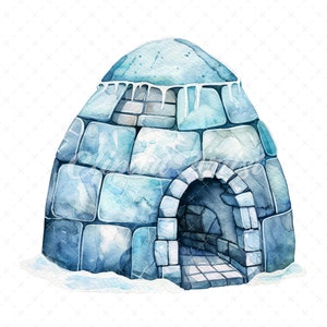 20 High-Quality Igloo Clipart - Snow igloo watercolor JPG instant download for commercial use - Digital download