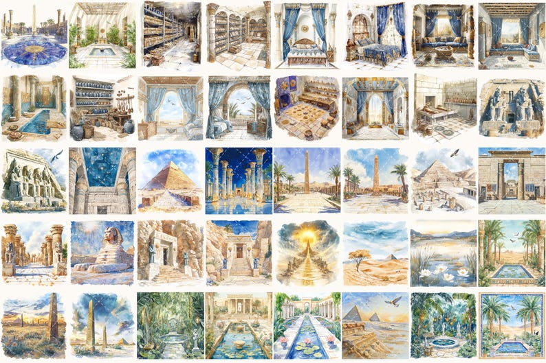 Watercolor Ancient Egypt Clipart Set – Pharaohs Art (digital Download ...