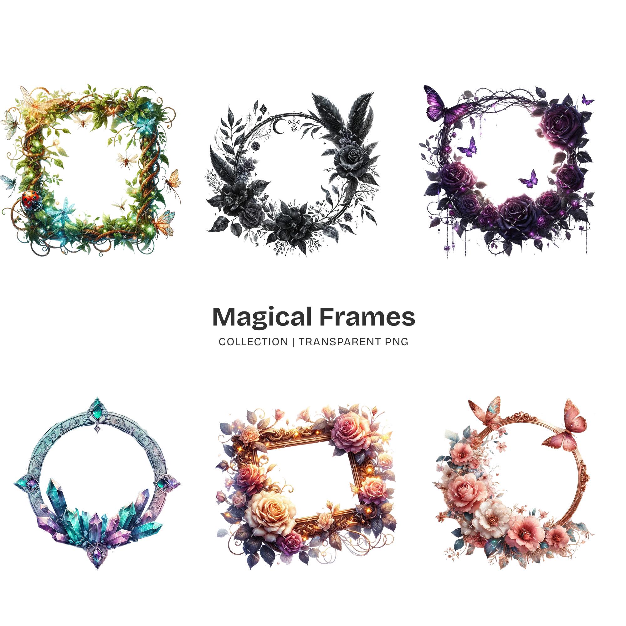 Magical Frames PNG Clipart Collection – Fantasy Borders, Crystals, Moon ...