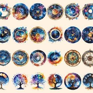 Time Wheels Watercolor Clipart Bundle - 213+ transparent PNG, Vintage clock graphics, Timeless timepiece png,Commercial use,Digital download