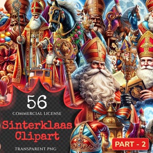 Sinterklaas (P-2) PNG Clipart Collection - 56 PNG, Holiday tradition illustrations, Saint nicholas art, Commercial use, Digital download